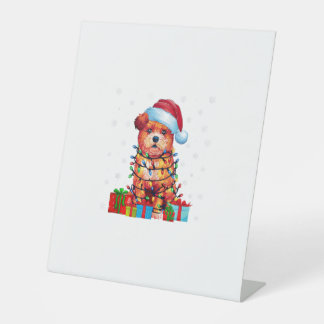 Zuchon Dog Ugly Xmas Lights Santa Hat Zuchon Dog C Pedestal Sign