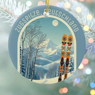 Zugspitze Germany Deutschland ski souvenir  Ceramic Ornament