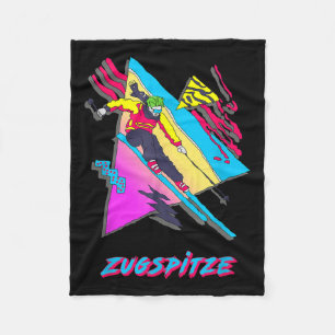 Zugspitze Retro Ski Skier Skiing Design Inspired Fleece Blanket