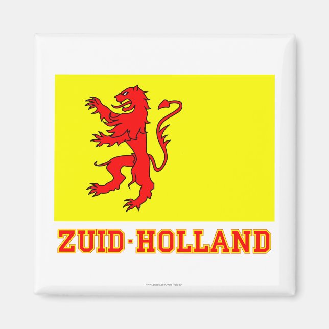 Zuid-Holland Flag with name Magnet (Front)