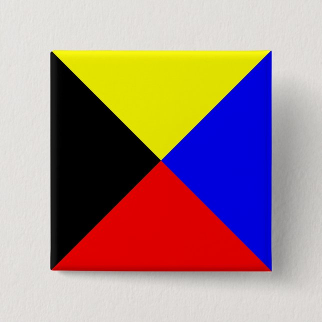 Zulu ICS Maritime Signal Flag 2 Inch Square Button (Front)