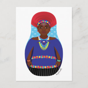 Zulu, South African Matryoshka Postcard