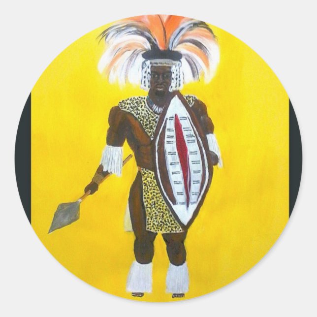 Zulu Warrior Classic Round Sticker (Front)