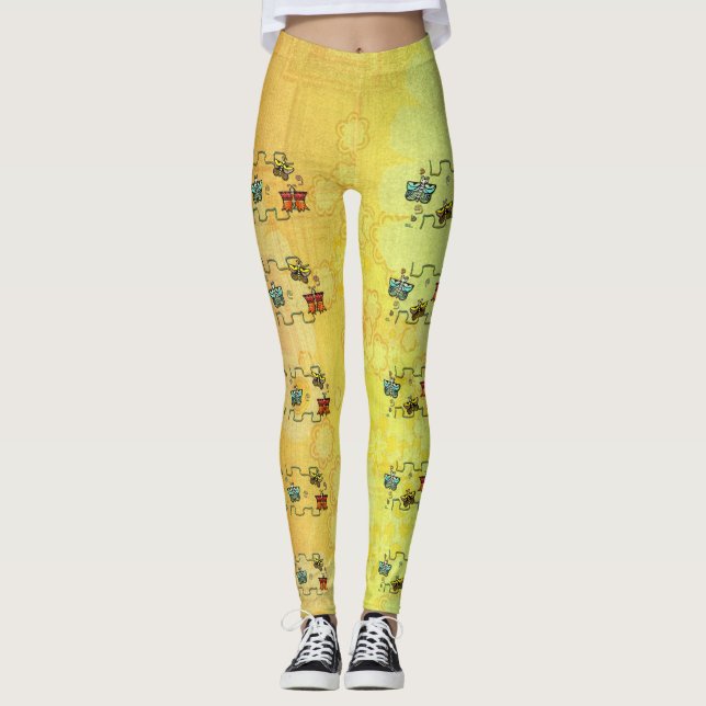 Zuni Butterfly Folk Art Leggings (Front)