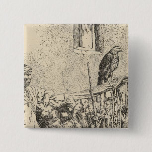 Zuni eagle cage 2 inch square button
