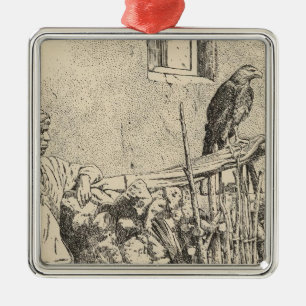 Zuni eagle cage metal ornament