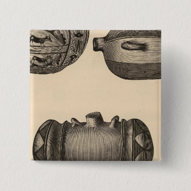 Zuni pottery 2 inch square button (Front)