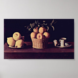 Zurbaran de Francisco - Lemonoranges and rose Poster