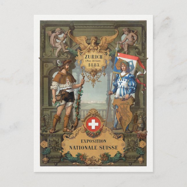 Zürich 1883 Exposition Nationale Suisse Vintage Po Postcard (Front)