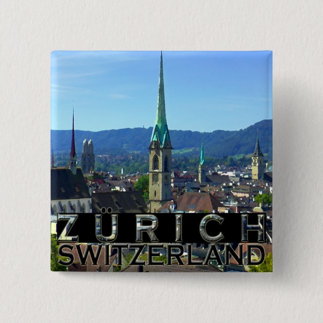 Zurich 2 Inch Square Button (Front)