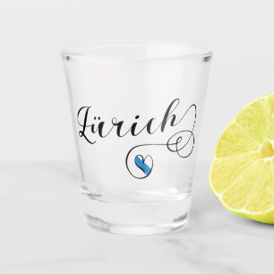 Zürich Flag in Heart, Zurich, Switzerland Shot Glass