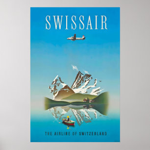 Zurich Geneva Switzerland Vintage Travel Poster