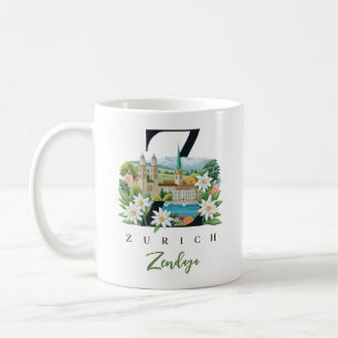 Zurich Monogram Letter Z Personalized Gift Coffee Mug