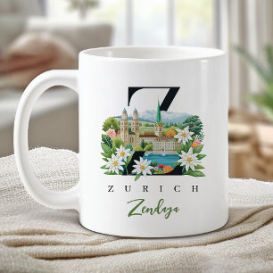 Zurich Monogram Letter Z Personalized Gift Coffee Mug