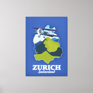 Zurich Region Switzerland map Canvas Print