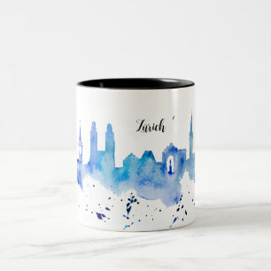 Zurich Skyline blue Zweifarbige Tasse Two-Tone Coffee Mug