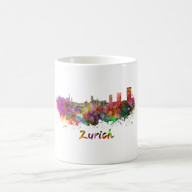 Zurich skyline in watercolor coffee mug (Center)