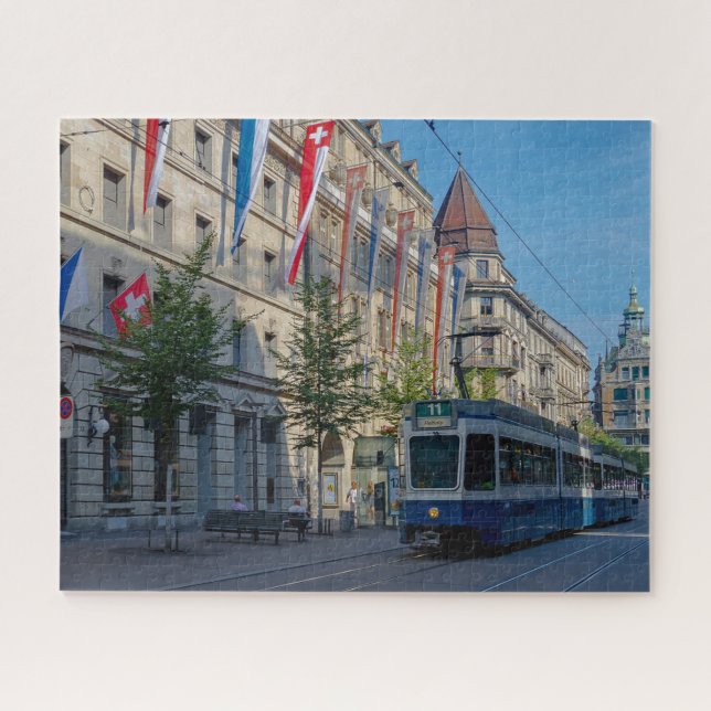 Zurich Street Scène Avec Tram Jigsaw Puzzle (Horizontal)