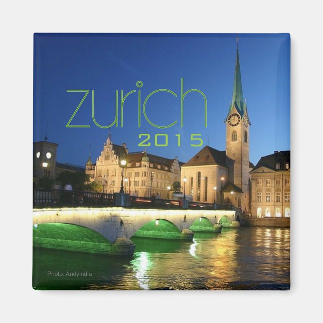 Zurich Suisse Souvenir Magnet Changement Année (Devant)