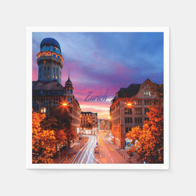 Zurich Switzerland Sunset Napkin (Front)