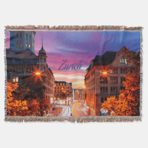 Zurich Switzerland Sunset Throw Blanket