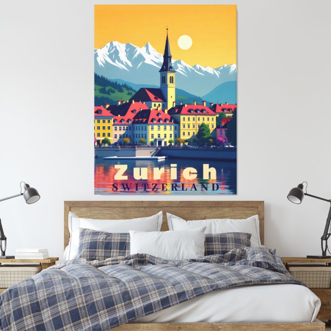 Zurich Switzerland Travel Canvas Print (Insitu(Bedroom))