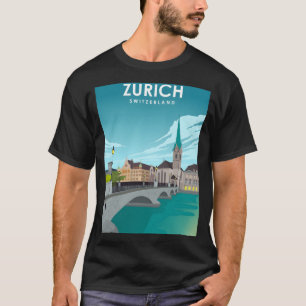 Zurich Switzerland Travel Poster  T-Shirt