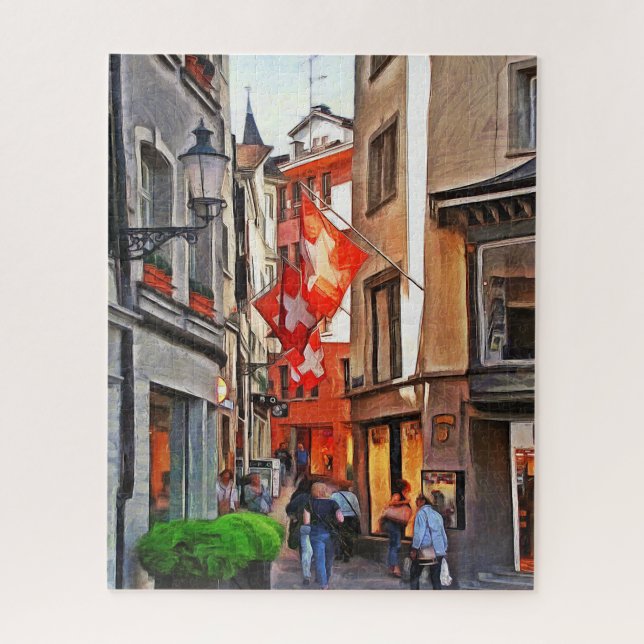 Zurich. The greatness of the flags of Switzerland. Jigsaw Puzzle (Vertical)