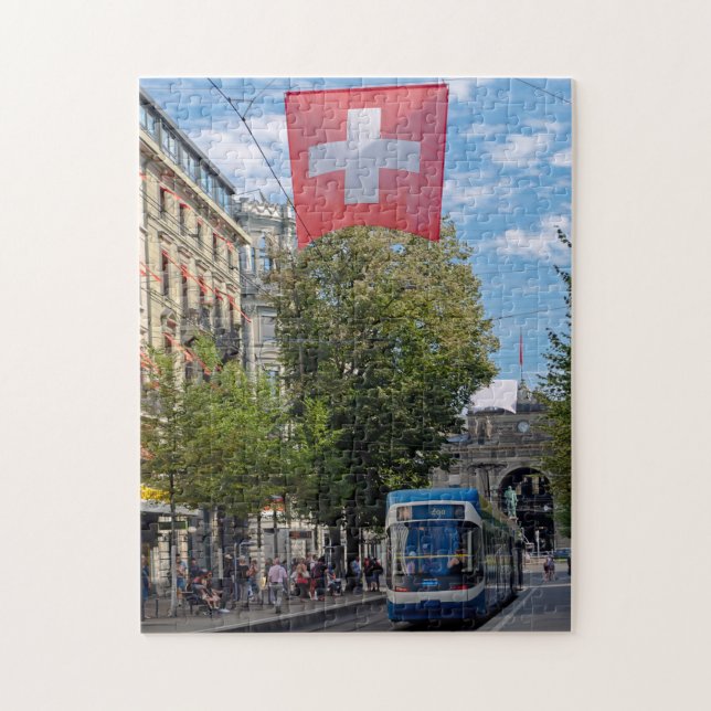 Zurich Tram Switzerland Jigsaw Puzzle (Vertical)