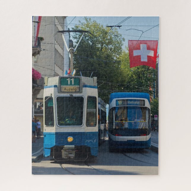 Zurich Trams Switzerland Jigsaw Puzzle (Vertical)