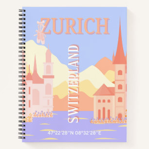 Zurich Travel Art, Switzerland Travel Art Notebook