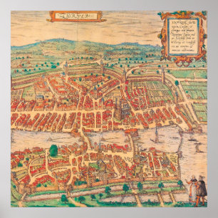 Zürich Zurich Vintage Map Switzerland Landkarte Poster
