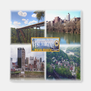 zUS019 WEST VIRGINIA, Mosaic, America, Fridge Magnet