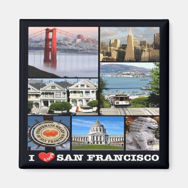 zUS067 SAN FRANCISCO I Love, Mosaic, Fridge Magnet (Front)