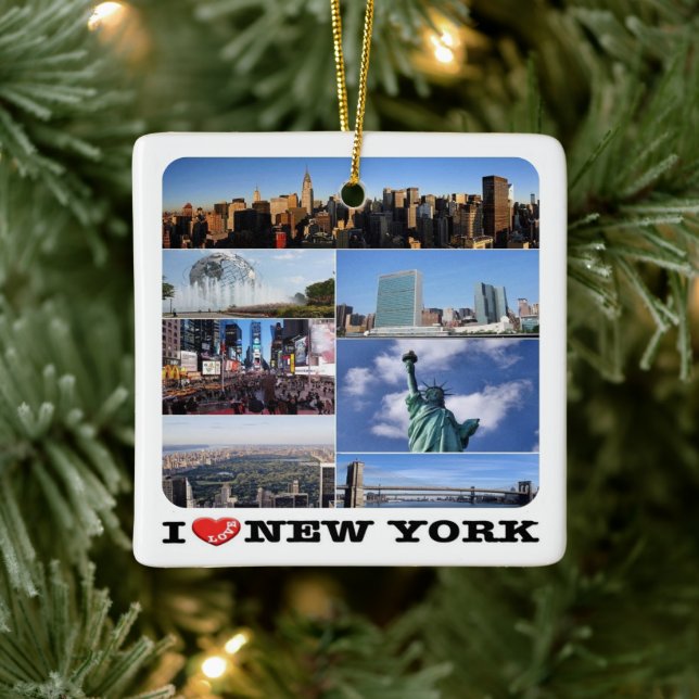 zUS107 NEW YORK CITY I Love, mosaic, Ceramic Ornament (Tree)