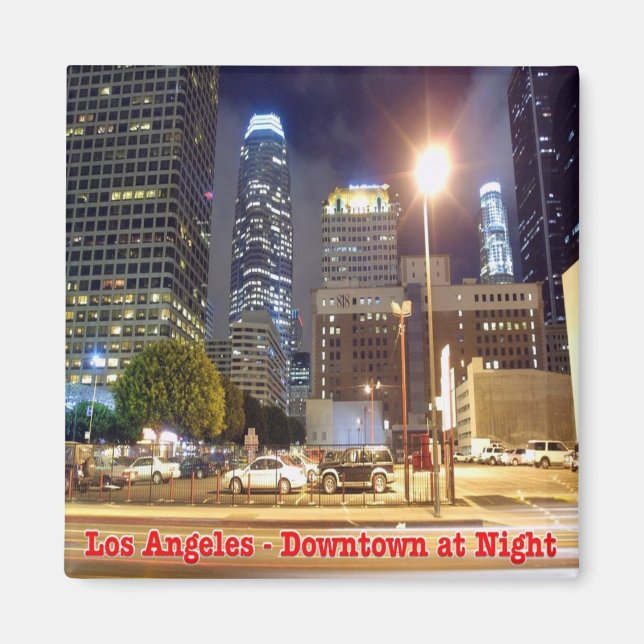 zUS174 LOS ANGELES, Downtown at Night, Fridge Magnet (Front)