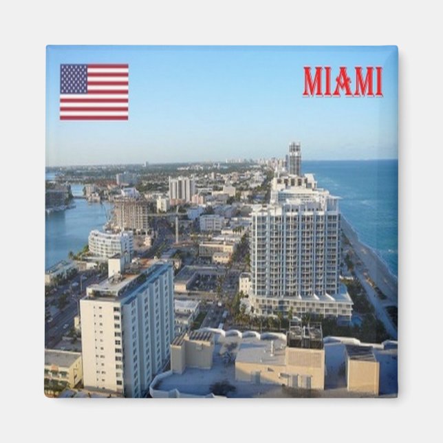 zUS187 MIAMI, Florida, Panorama, America, Fridge Magnet (Front)