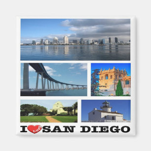 zUS204 SAN DIEGO I Love, Mosaic, Fridge Magnet