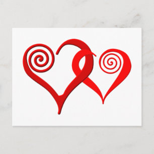 zwei Herzen verflochten two hearts intertwined Postcard
