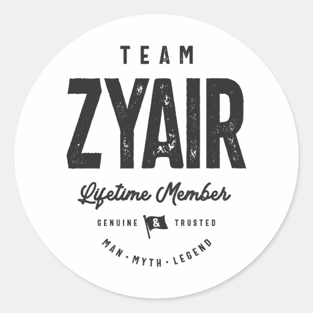Zyair Lifetime Member Personalized Name Zyair Classic Round Sticker (Front)