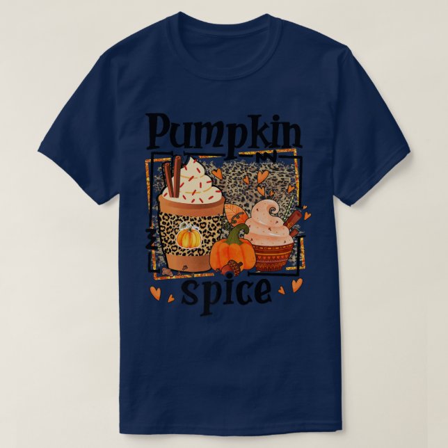 ZyVb Leopard Pumpkin Spice Fall Autumn Pumpkin Tha T-Shirt (Design Front)