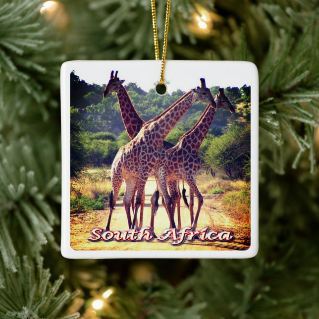 zZA011 SOUTH AFRICA, Giraffes, Ceramic Ornament (Tree)