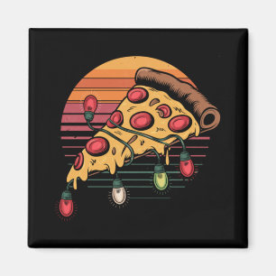 Zza Christmas Lights Retro Sunset Xmas Fast Food Magnet