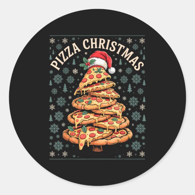 Zza Christmas Tree Funny Holiday Food Lover Xmas W Classic Round Sticker (Front)