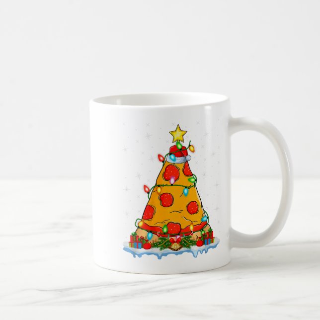 Zza Christmas Tree Lights Santa Hat Fast Food Zza  Coffee Mug (Right)