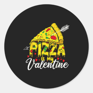 Zza Is My Valentine Day Hearts Eat Food Boys  Classic Round Sticker