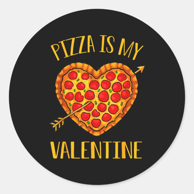 Zza Is My Valentine Funny Valentines Day Boys Gi  Classic Round Sticker (Front)