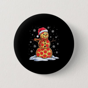 Zza Snowman - Santa Hat - Christmas Zza Party - Fu 2 Inch Round Button